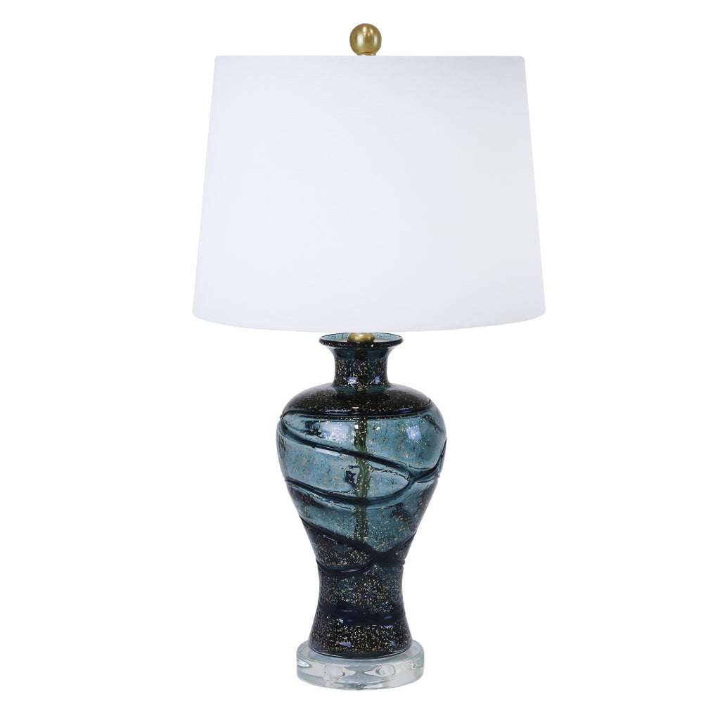 Glass 27" Table Lamp,  Blue Mix - ReeceFurniture.com