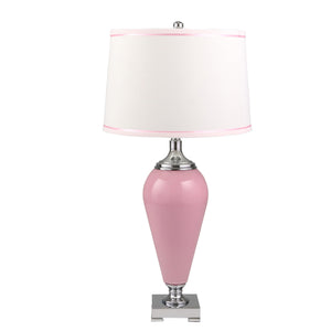 Glass 33" Table Lamp, Pink - ReeceFurniture.com