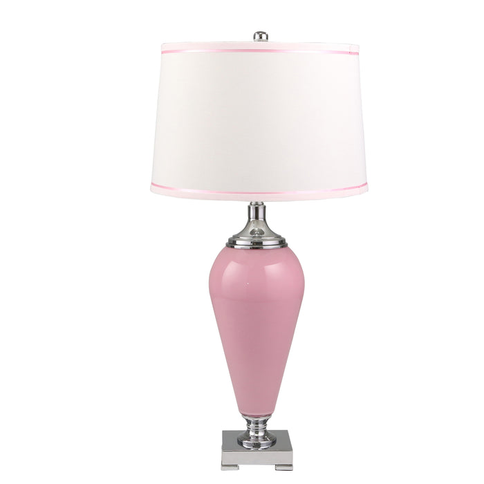 Glass 33" Table Lamp, Pink