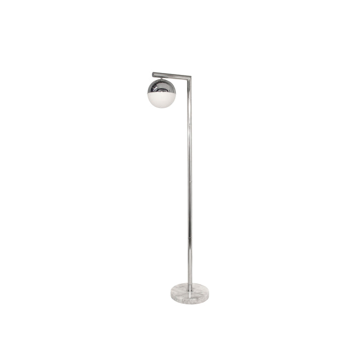 Metal 62" Flool Lamp W/ Marble Base, Silver