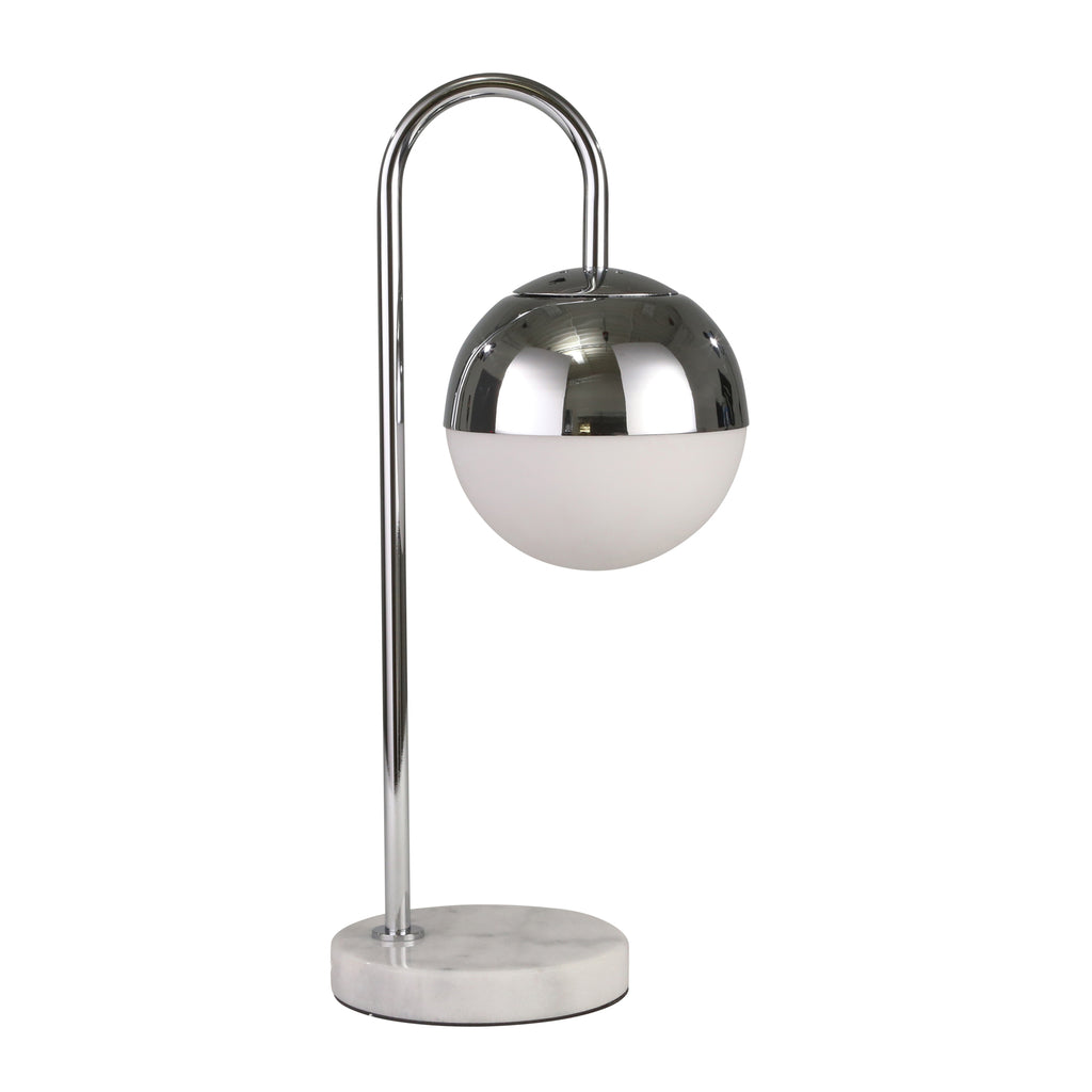 Metal 22" Task Lamp With Marble Base, Silver - ReeceFurniture.com