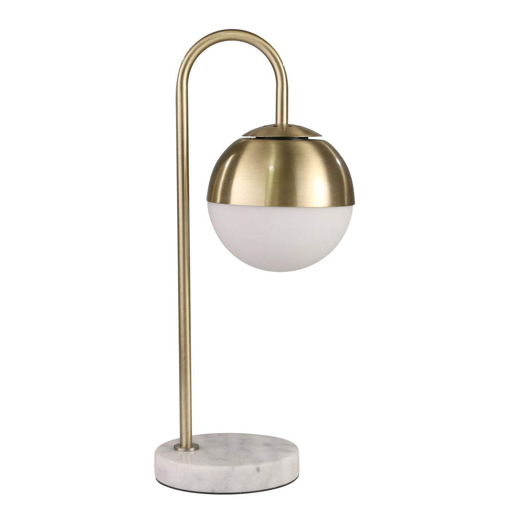 Metal 22" Task Lamp With Marble Base, Antique Brass - ReeceFurniture.com