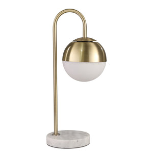 Metal 22" Task Lamp With Marble Base, Antique Brass - ReeceFurniture.com