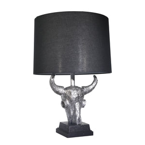 Polyresin 27"  Ox Head Table Lamp, Silver - ReeceFurniture.com