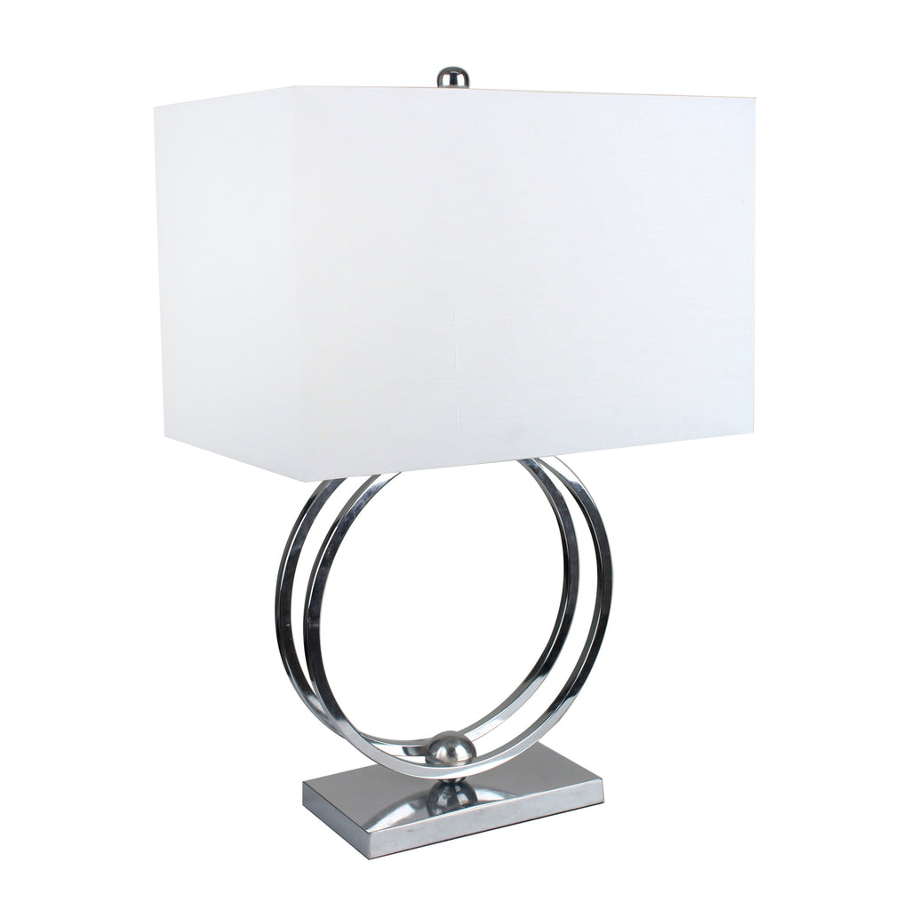 Metal 28" Double Circle Tablelamp, Silver - ReeceFurniture.com
