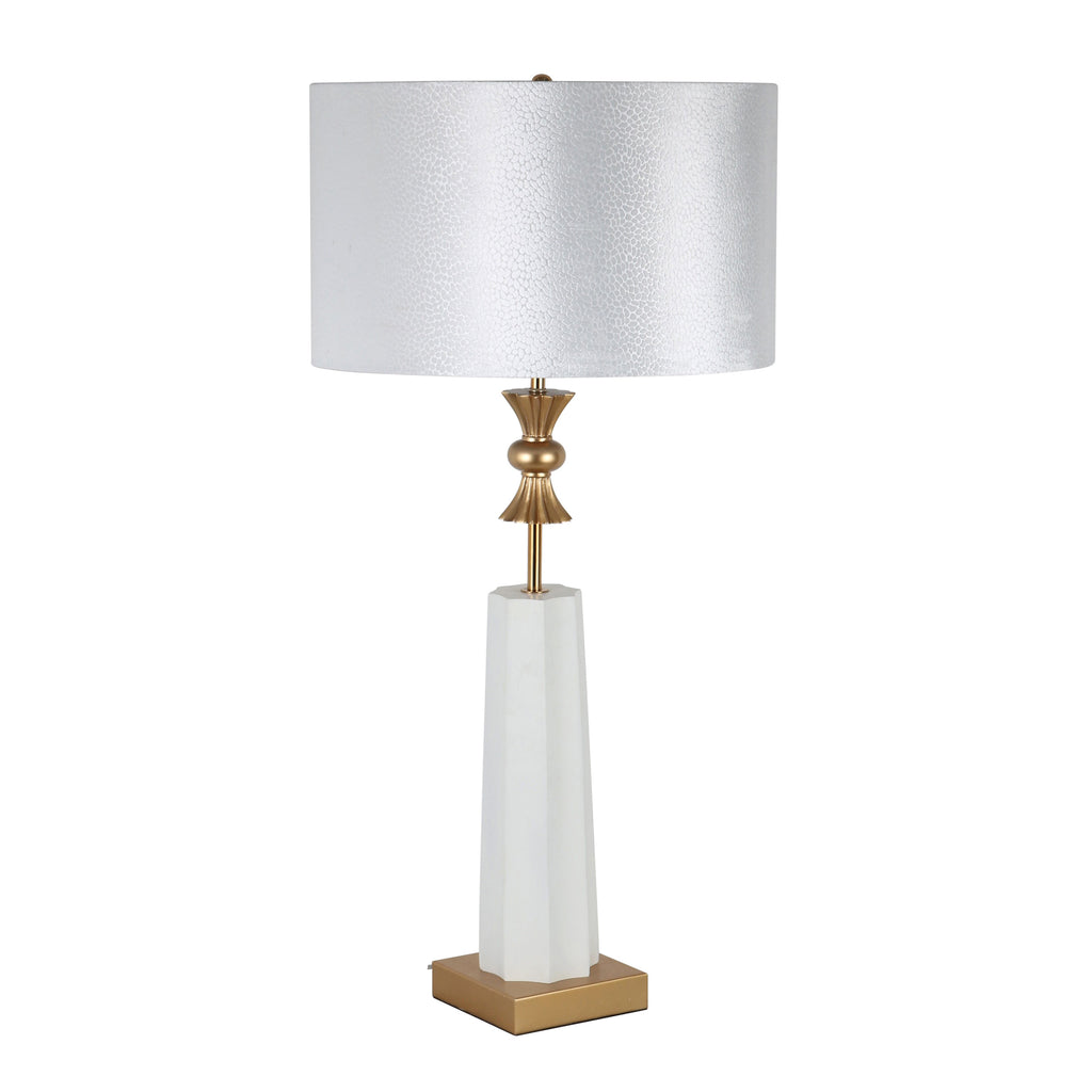 Polyresin 40" Crown Table Lamp, White- Kd - ReeceFurniture.com