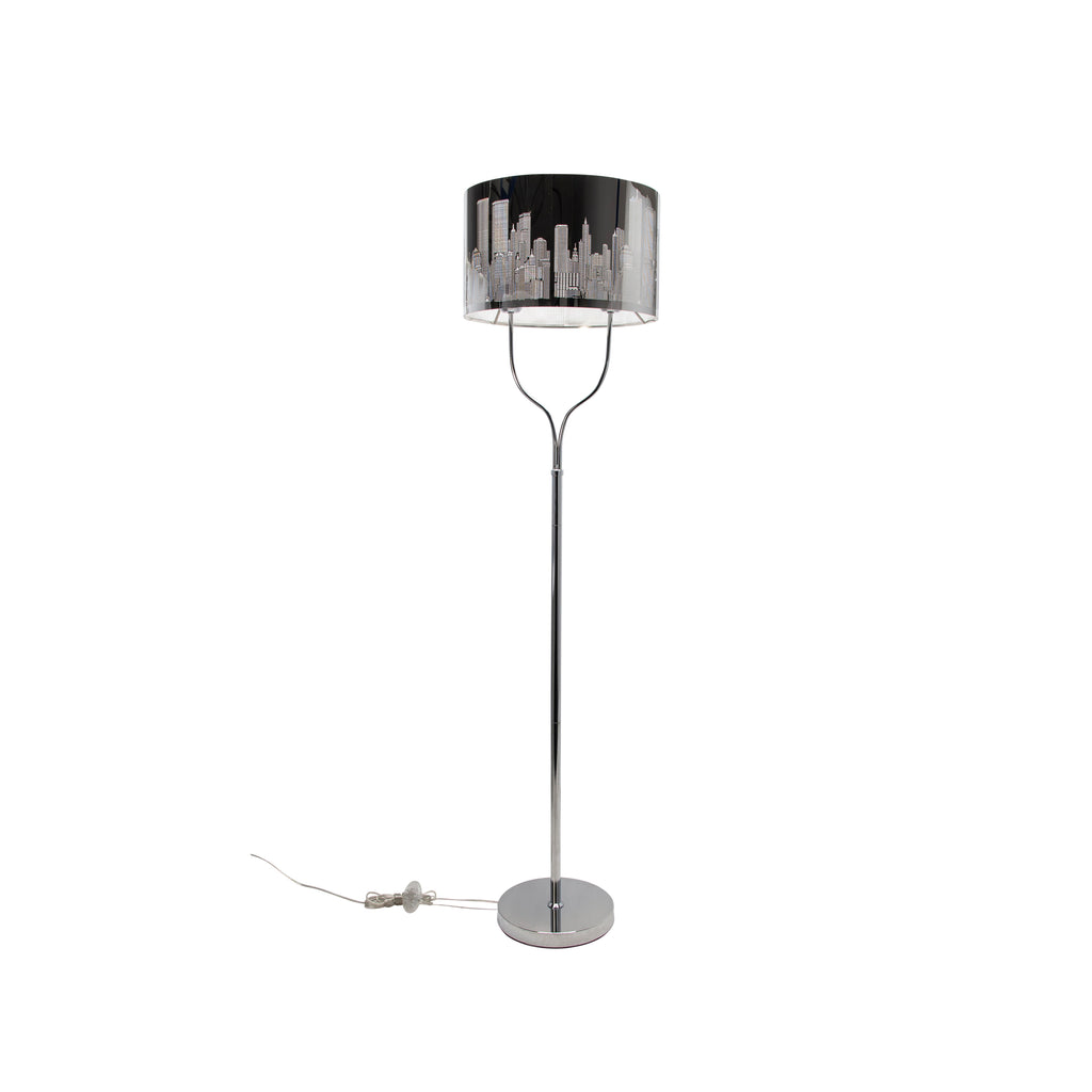 Stainless Steel 59"  Floor Lamp, Double Bulb, Silver-Kd - ReeceFurniture.com