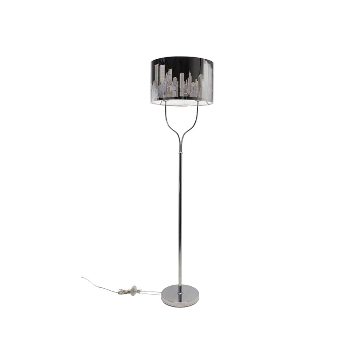 Stainless Steel 59"  Floor Lamp, Double Bulb, Silver-Kd