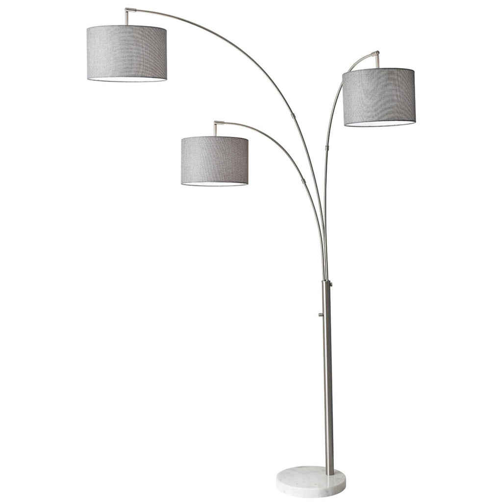 Metal 82" Three Arm Arc  Floorlamp On Marble Base, Silver-Kd - ReeceFurniture.com