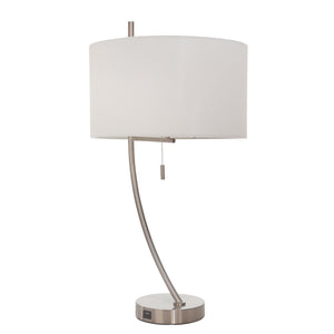 Metal 28" Table Lamp With Usbport, Silver - ReeceFurniture.com