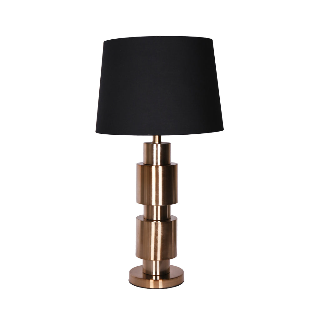 Metal 28" Cylinder Stacked Lamp, Gold - ReeceFurniture.com