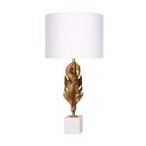 Resin 30" Leaf Table Lamp, Gold - ReeceFurniture.com
