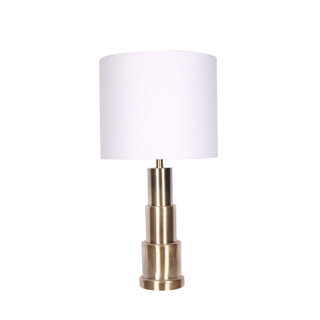 Metal 26" Cylinder Stacked Lamp, Brass - ReeceFurniture.com
