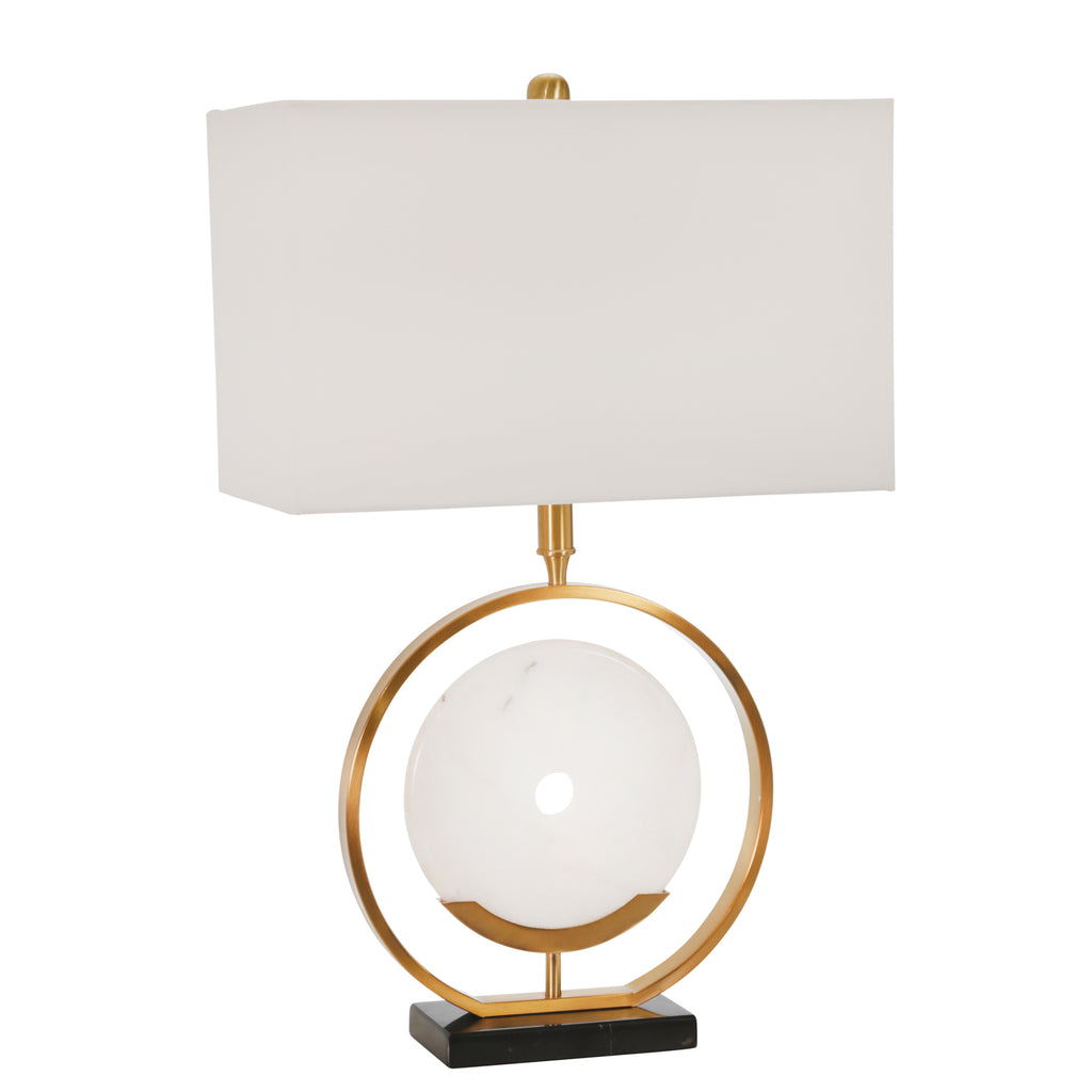 Metal 27.5" Ring W/ Marble Disc Table Lamp, Gold - ReeceFurniture.com
