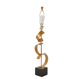 Metal 37" Abstract Ribbon Table Lamp W/ Marble Base, Gold - ReeceFurniture.com
