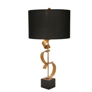 Metal 37" Abstract Ribbon Table Lamp W/ Marble Base, Gold - ReeceFurniture.com