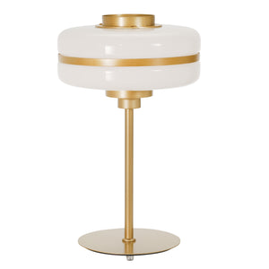 Metal 14" Glass Saucer Table Lamp, Gold - ReeceFurniture.com