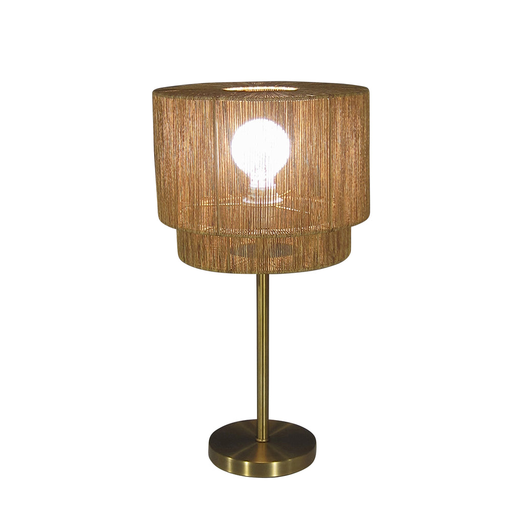 Metal 20" Table Lamp With Woven Shade, Gold - ReeceFurniture.com
