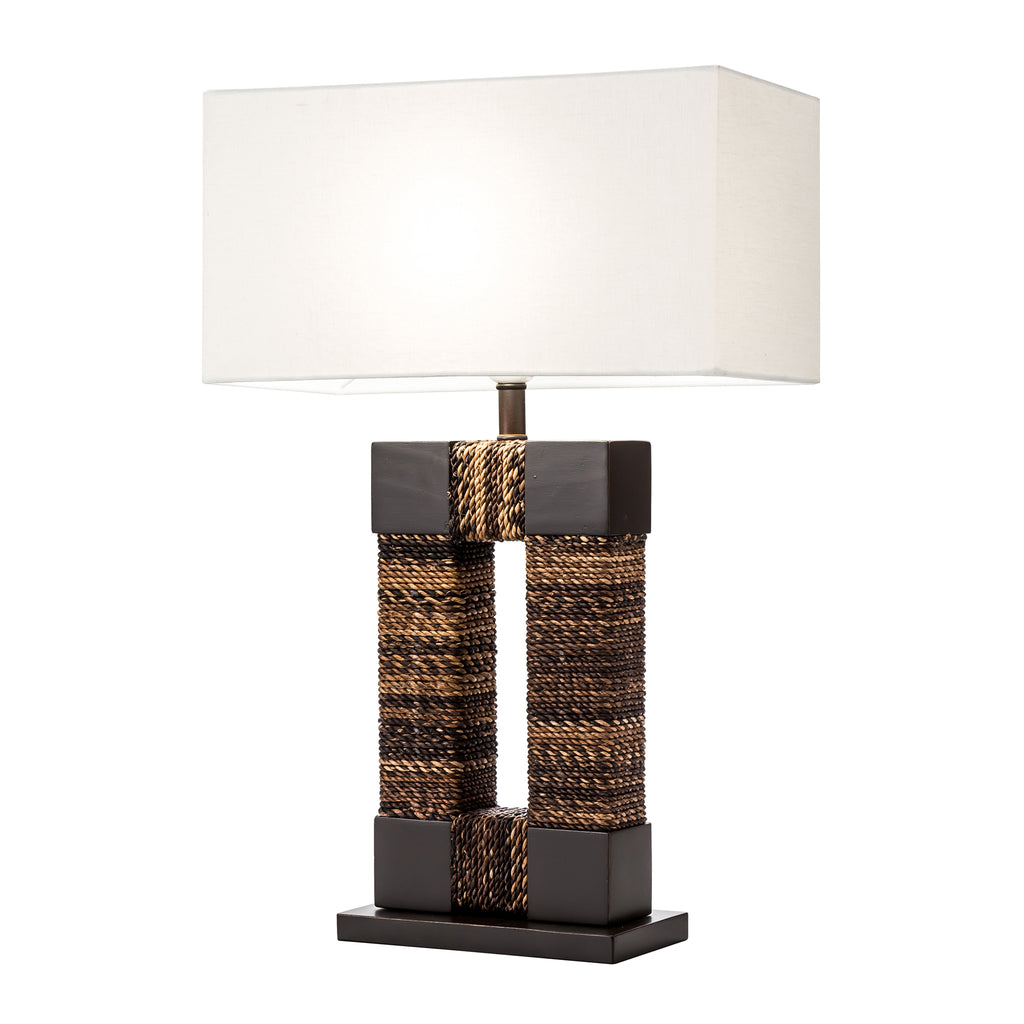 Wood 23.75" Abaca Weave Table Lamp, Brown - ReeceFurniture.com