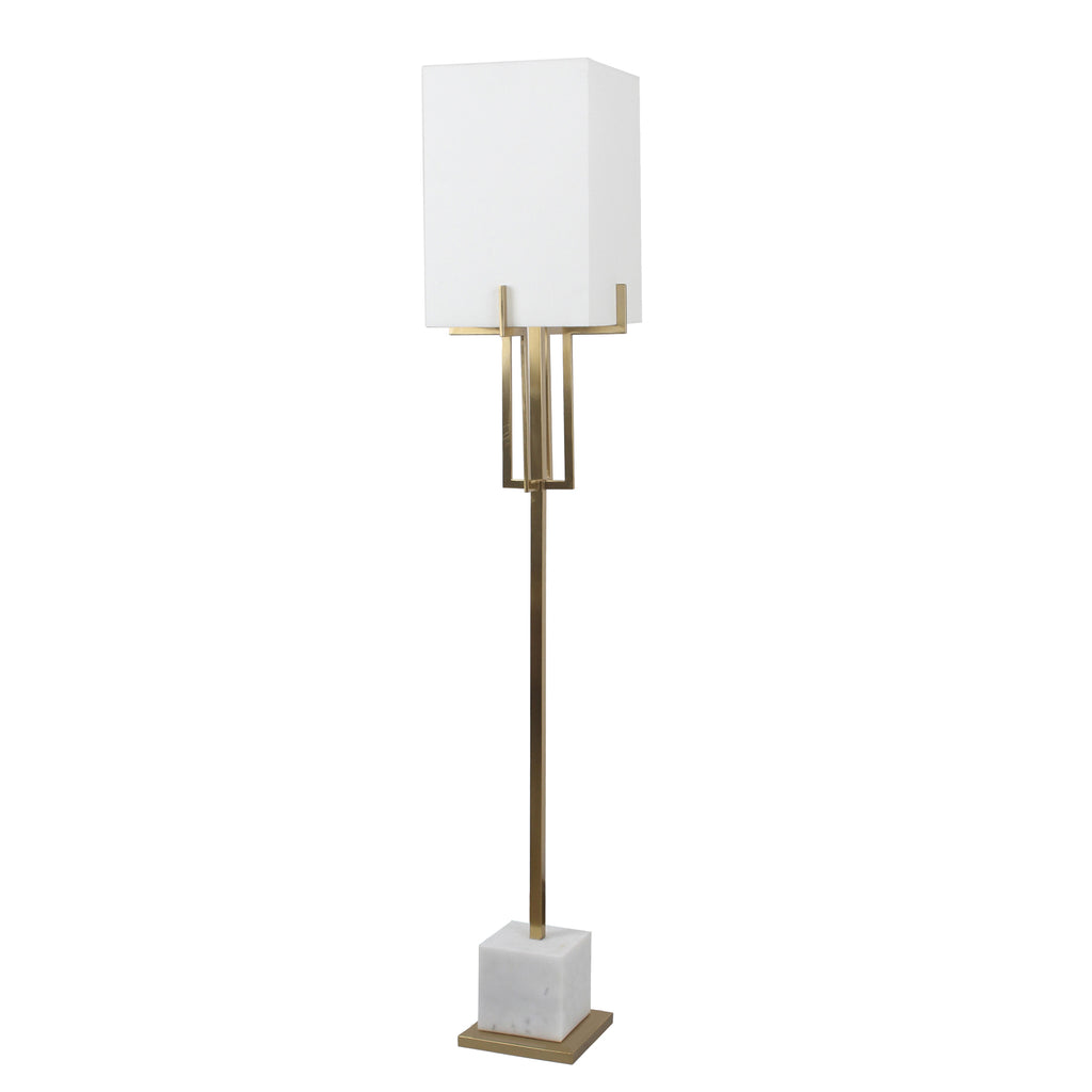 Metal 65" Floor Lamp With White Marble Base, Gold - ReeceFurniture.com