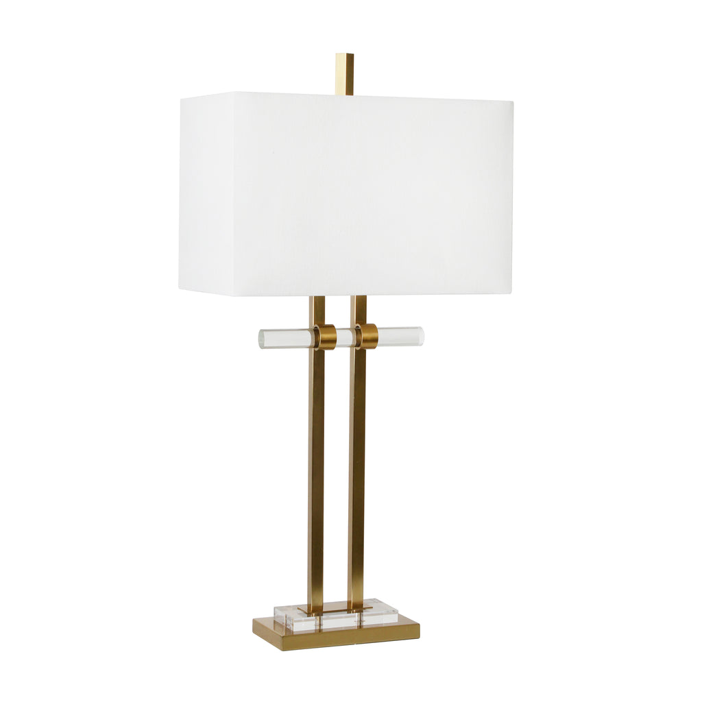 Metal 33.5" Table Lamp With Crystal Base, Gold - ReeceFurniture.com