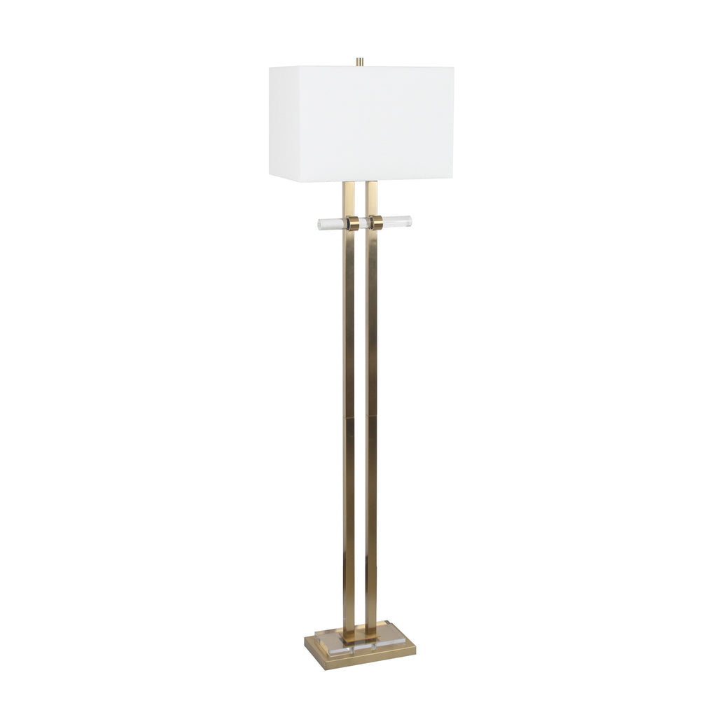 Metal 64" Lamp With Crystal Base, Gold - ReeceFurniture.com