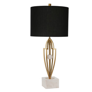 Metal 31.5" Table Lamp With White Marble Base, Gold - ReeceFurniture.com