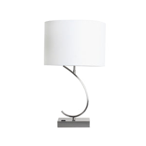 Metal 27" Table Lamp W/ Usb, Outlet, Silver - ReeceFurniture.com