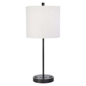 Metal 28" Table Lamp W/ Usb, Outlet, Black - ReeceFurniture.com