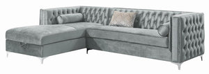 G508280 - Bellaire Button-Tufted Upholstered Sectional - Silver - ReeceFurniture.com