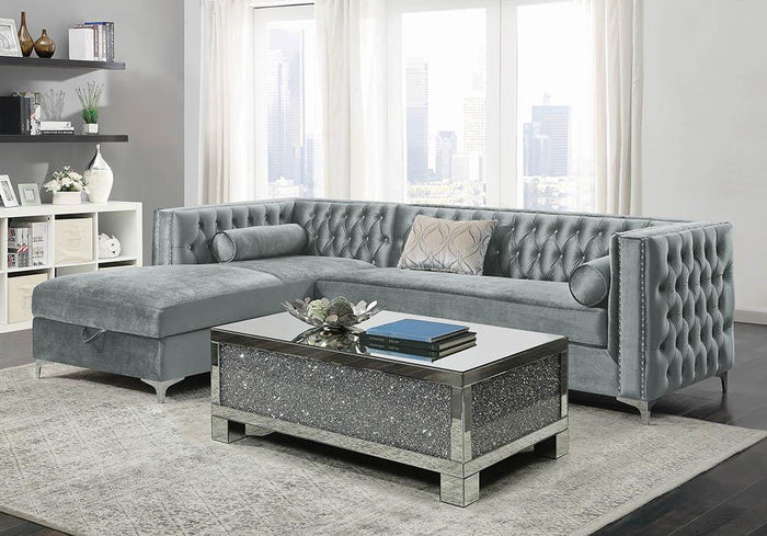 G508280 - Bellaire Button-Tufted Upholstered Sectional - Silver