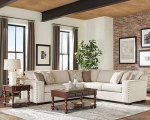 G508610 - Aria L-Shaped Sectional With Nailhead - Oatmeal - ReeceFurniture.com