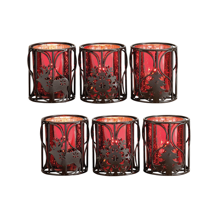 517761 - Heartland Reindeer Votives in Red (2 Sets of 3)