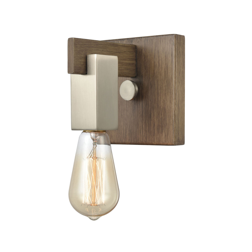 Axis - Vanity Light - Light Wood, Satin Nickel, Satin Nickel - ReeceFurniture.com