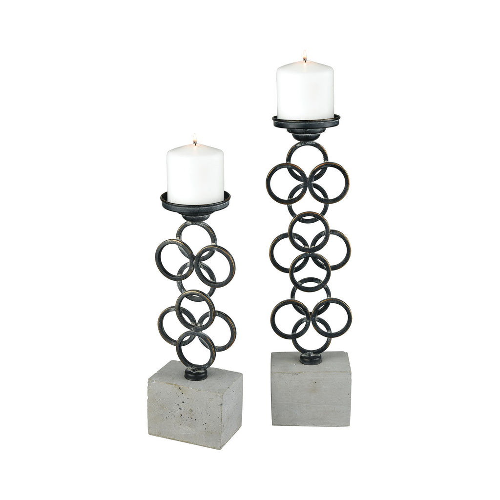 571183 - Indigo Set of 2 Pillar Holders - ReeceFurniture.com