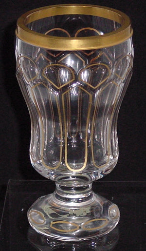 629187 Crystal Glass with 10 Cut Panels, Each with Thin Gold Lines in Cuts & Cut Rim with Gold Border, Bohemian Glassware, Rimpler, - ReeceFurniture.com - Free Local Pick Ups: Frankenmuth, MI, Indianapolis, IN, Chicago Ridge, IL, and Detroit, MI