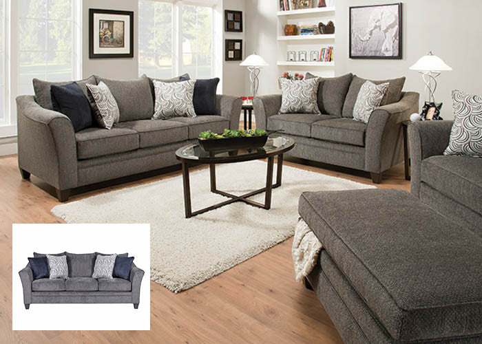 6485S-AP Albany Pewter Sofa, Stationary Upholstery, Simmons, - ReeceFurniture.com - Free Local Pick Ups: Frankenmuth, MI, Indianapolis, IN, Chicago Ridge, IL, and Detroit, MI