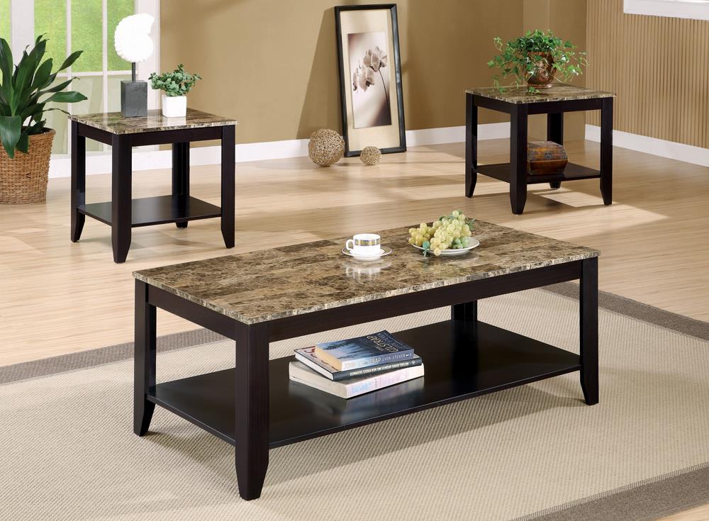 G700155 - 3-Piece Occasional Table Set With Shelf - Cappuccino - ReeceFurniture.com