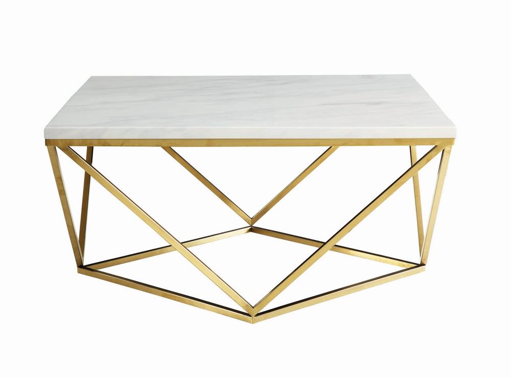 G700846 - Square Coffee Table - White And Gold - ReeceFurniture.com