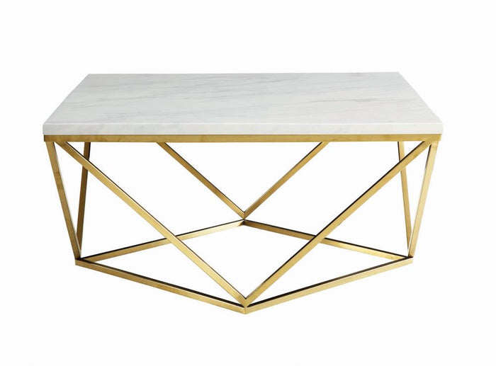 G700846 - Square Coffee Table - White And Gold