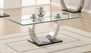 G701238 - Willemse Glass Top Occasional Tables - Clear And Satin - ReeceFurniture.com