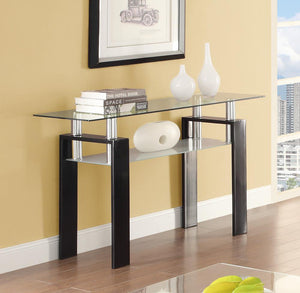 G702288 - Tempered Glass Occasional Table With Shelf - Black - ReeceFurniture.com