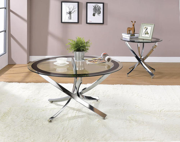 G702588 - Norwood Glass Top Occasional Table - Chrome And Black
