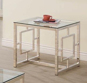 G703738 - Satin Nickel Occasional Table - Nickel And Clear - ReeceFurniture.com