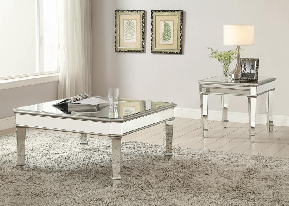 G703938 - Cassandra Beveled Top Occasional Table - Silver - ReeceFurniture.com