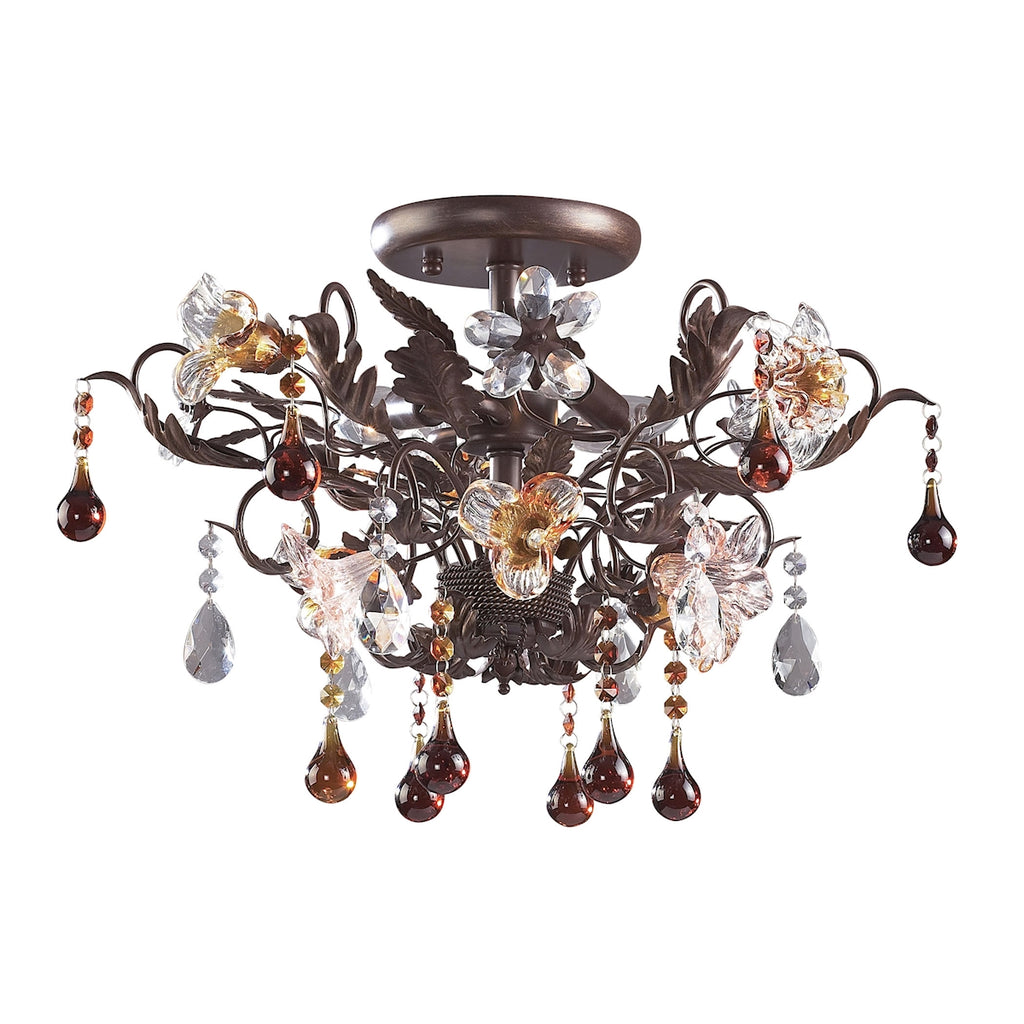 Cristallo Fiore - Semi Flush Mount - Deep Rust - ReeceFurniture.com