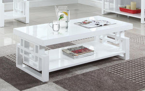G705708 - Layered Geometric Style Occasional Table - High Glossy White - ReeceFurniture.com