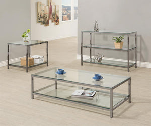G720228 - Ontario Occasional Table With Glass Shelf - Black Nickel - ReeceFurniture.com