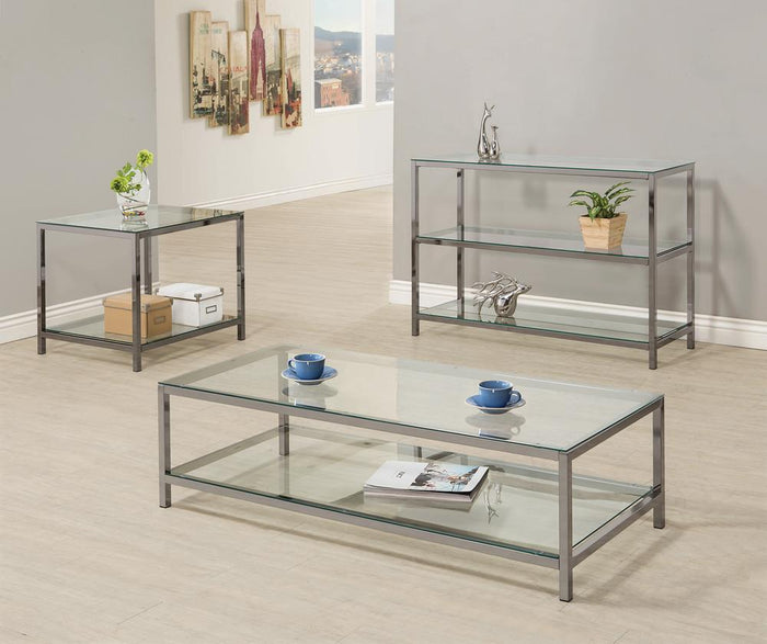 G720228 - Ontario Occasional Table With Glass Shelf - Black Nickel