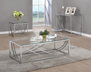 G720498 - Curves On The Base With Glass Top Occasional Table Accents - Chrome - ReeceFurniture.com